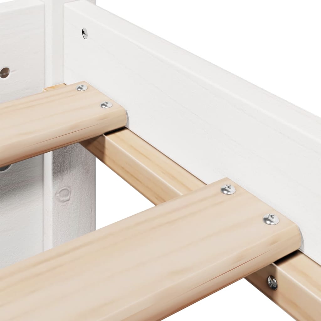 Giroletto con Testiera Bianco 75x190 cm Legno Massello di Pino | homemem39