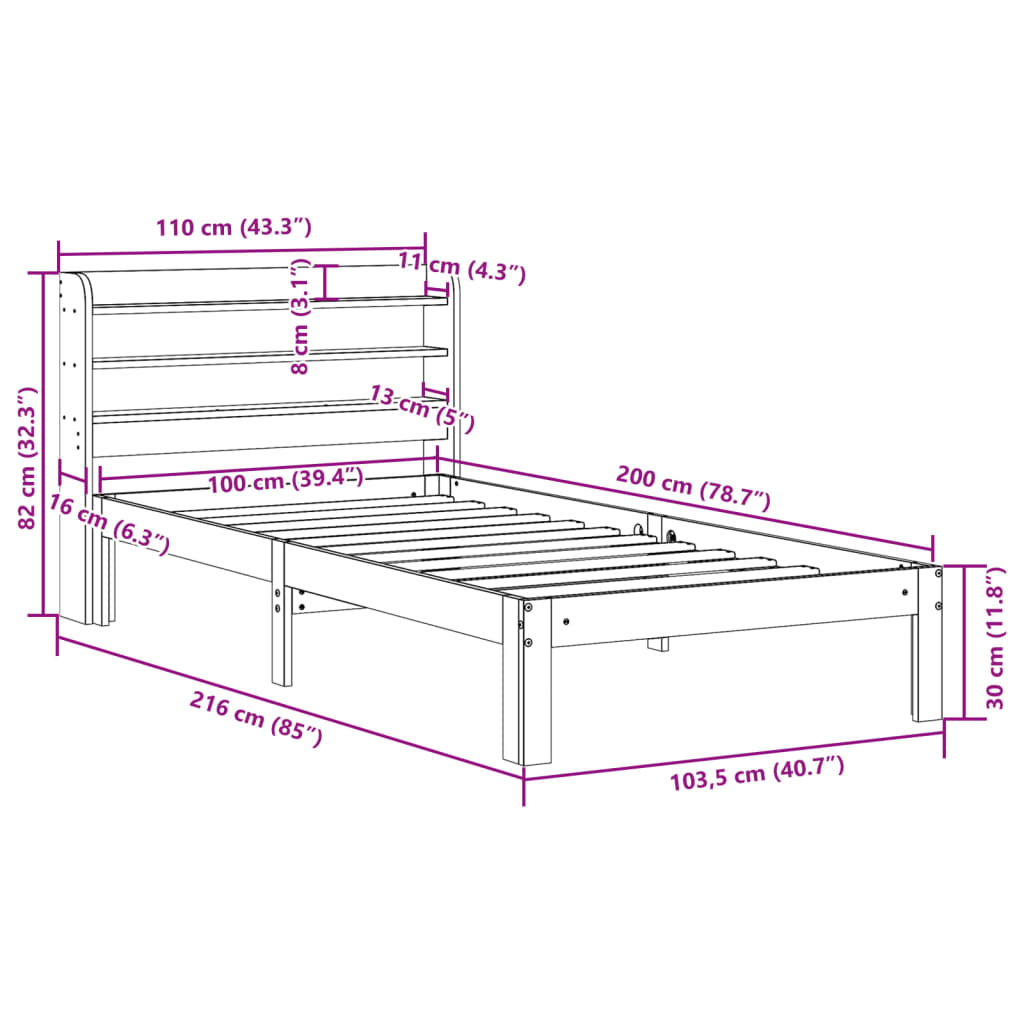 Giroletto con Testiera senza Materasso Bianco 100x200 cm | homemem39