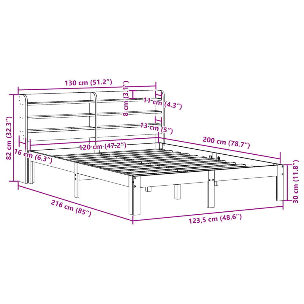 Giroletto con Testiera senza Materasso Bianco 120x200 cm | homemem39