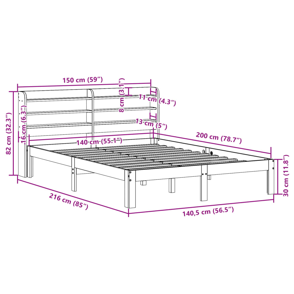 Giroletto con Testiera senza Materasso Bianco 140x200 cm | homemem39