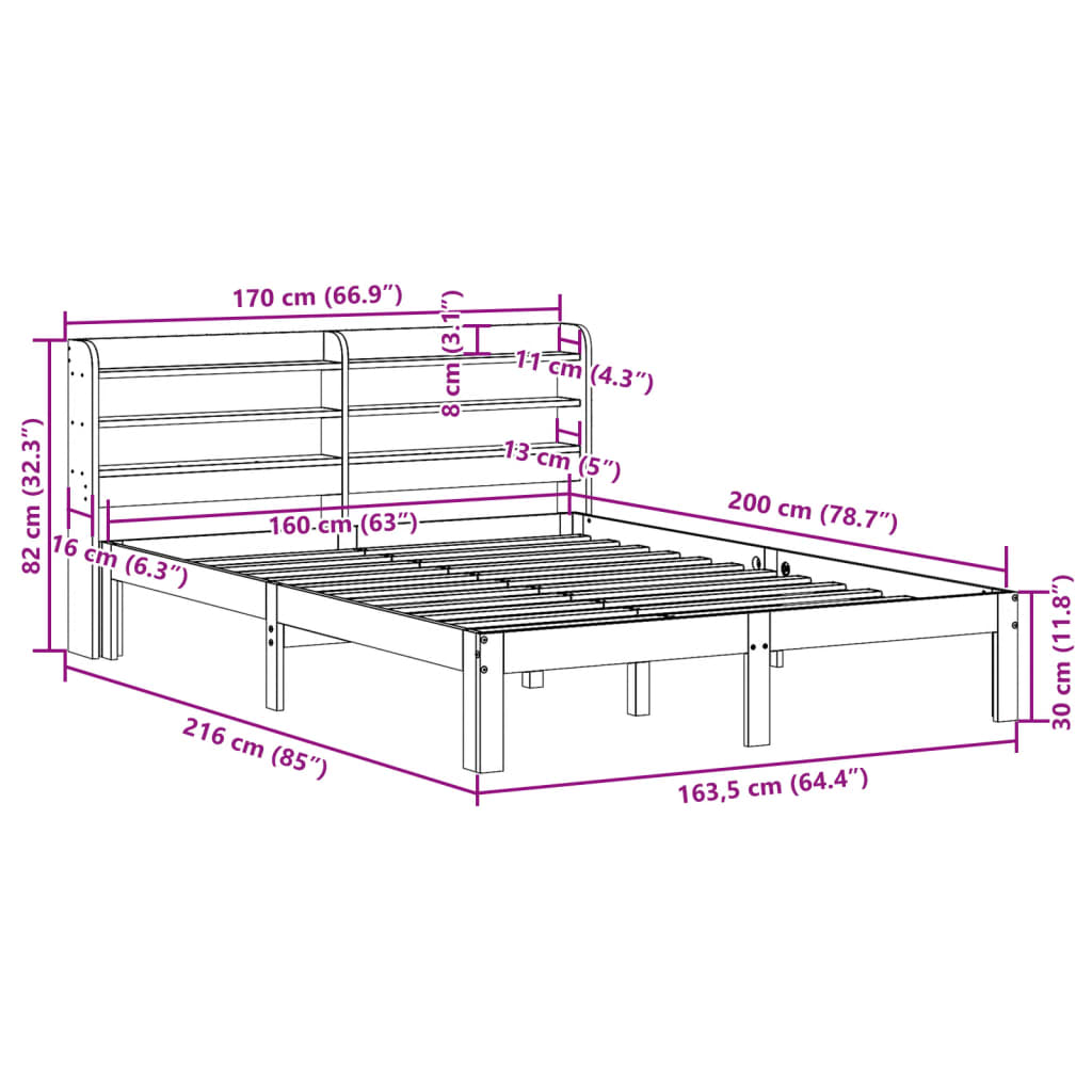 Giroletto con Testiera senza Materasso Bianco 160x200 cm | homemem39