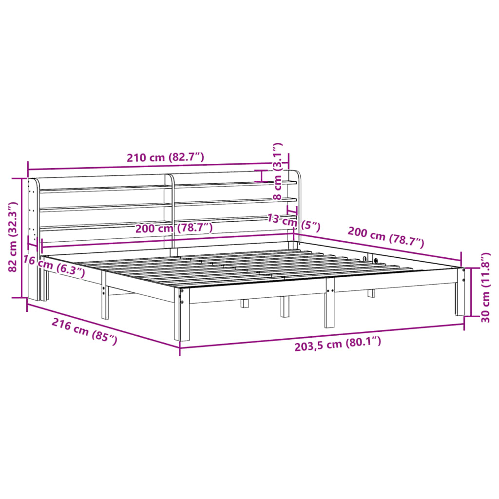 Giroletto con Testiera senza Materasso Bianco 200x200 cm | homemem39