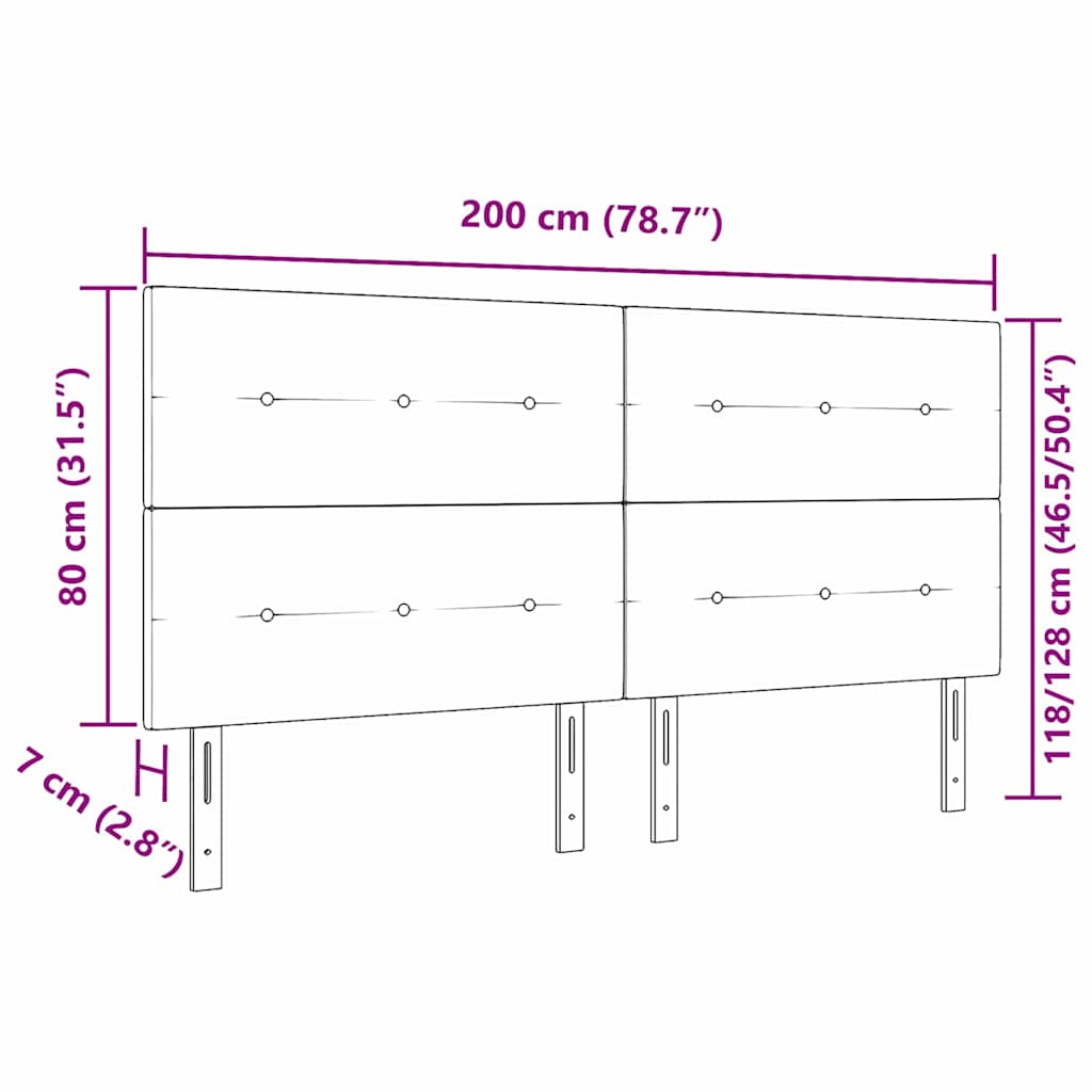 Testiera LED con luci a strisce a LED Nero 200 cm Poliestere