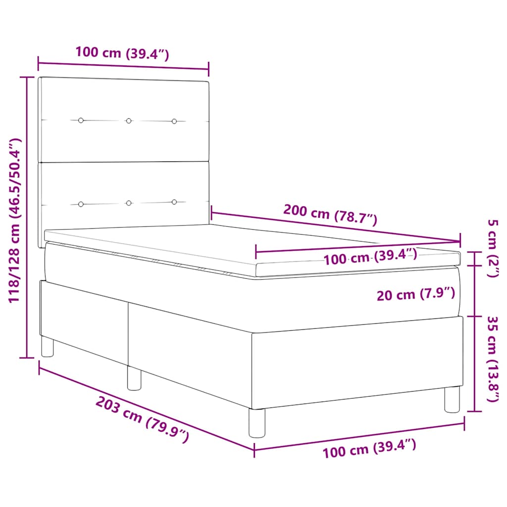 Letto a molle con testiera Grigio chiaro 100 x 200 cm Velluto | homemem39