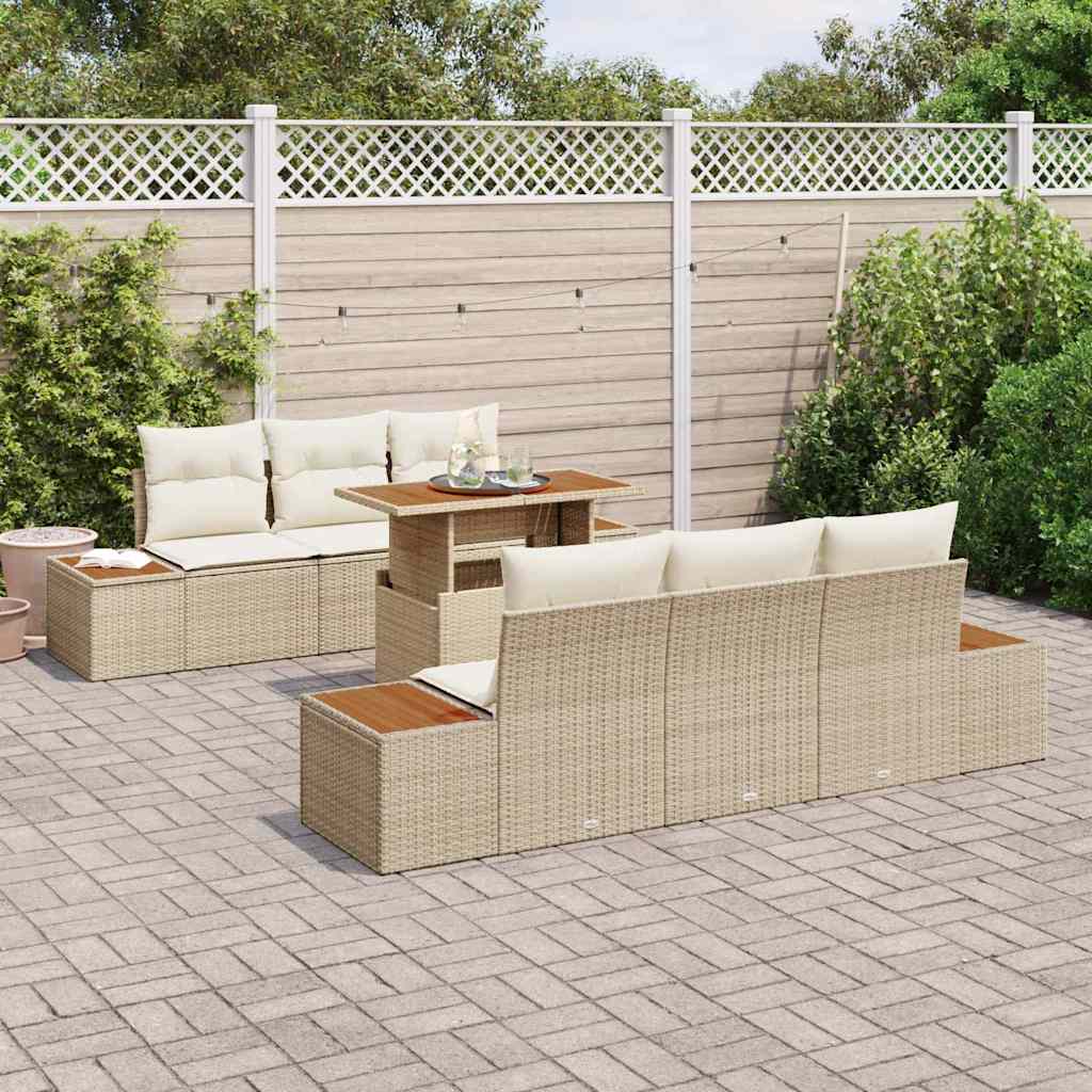 Set Divano da Giardino 7 pz Beige e Crema - homemem39