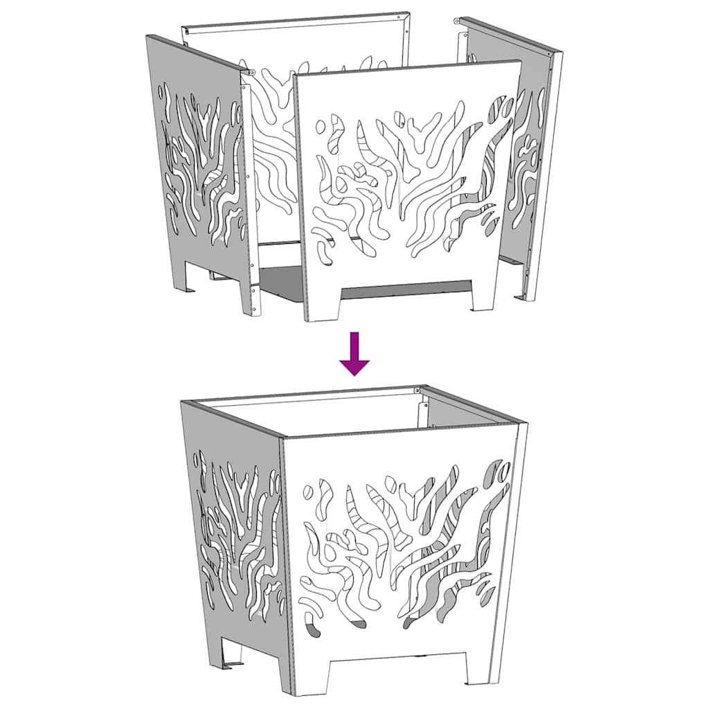 Focolare Nero 40 x 40 x 40 cm Acciaio