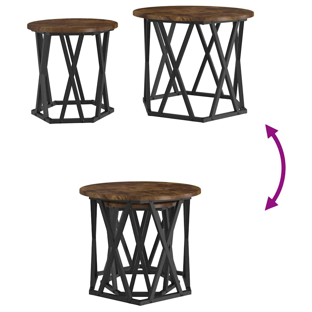 Tavolo laterale 2 pcs Rovere fumé