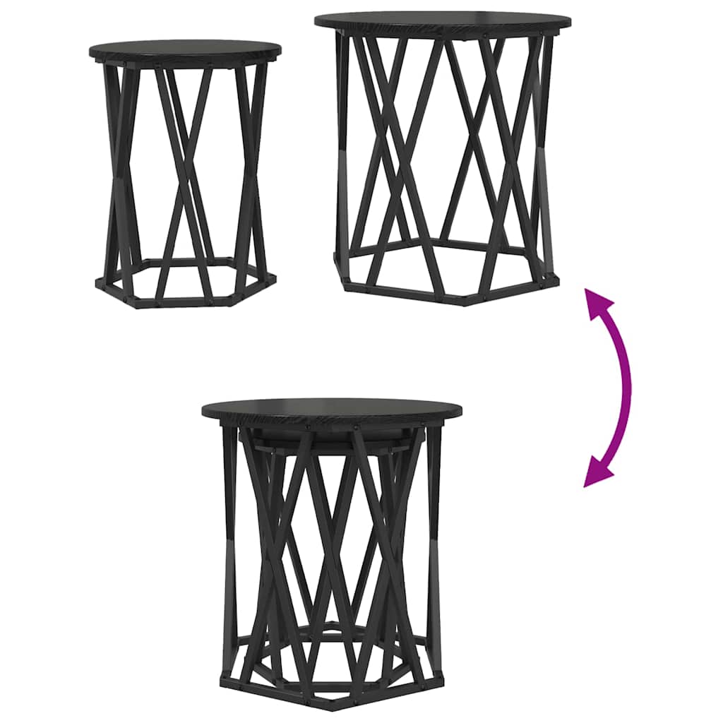 Tavolino da salotto 2 pcs Rovere Nero