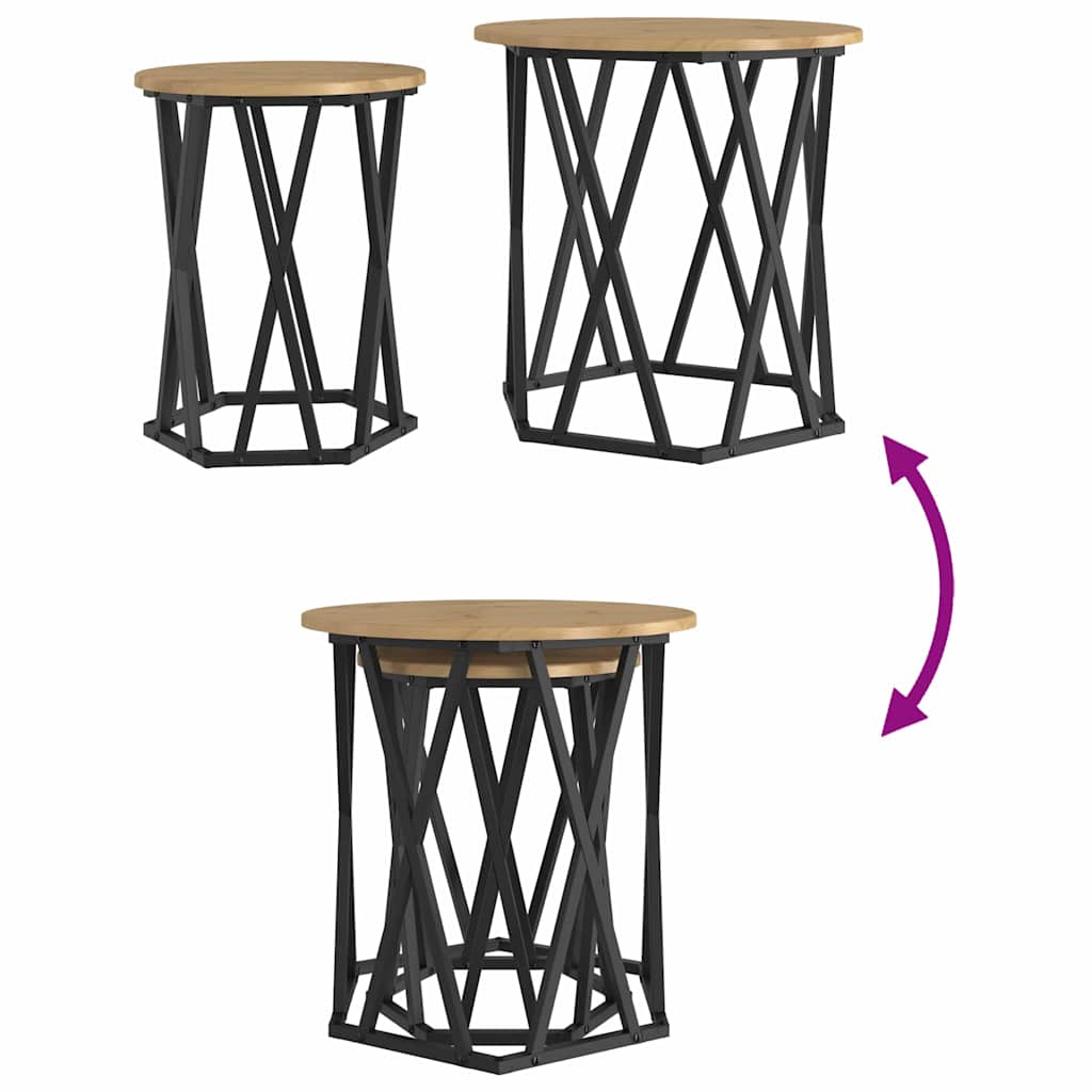 Tavolino da salotto 2 pcs Rovere artigianale