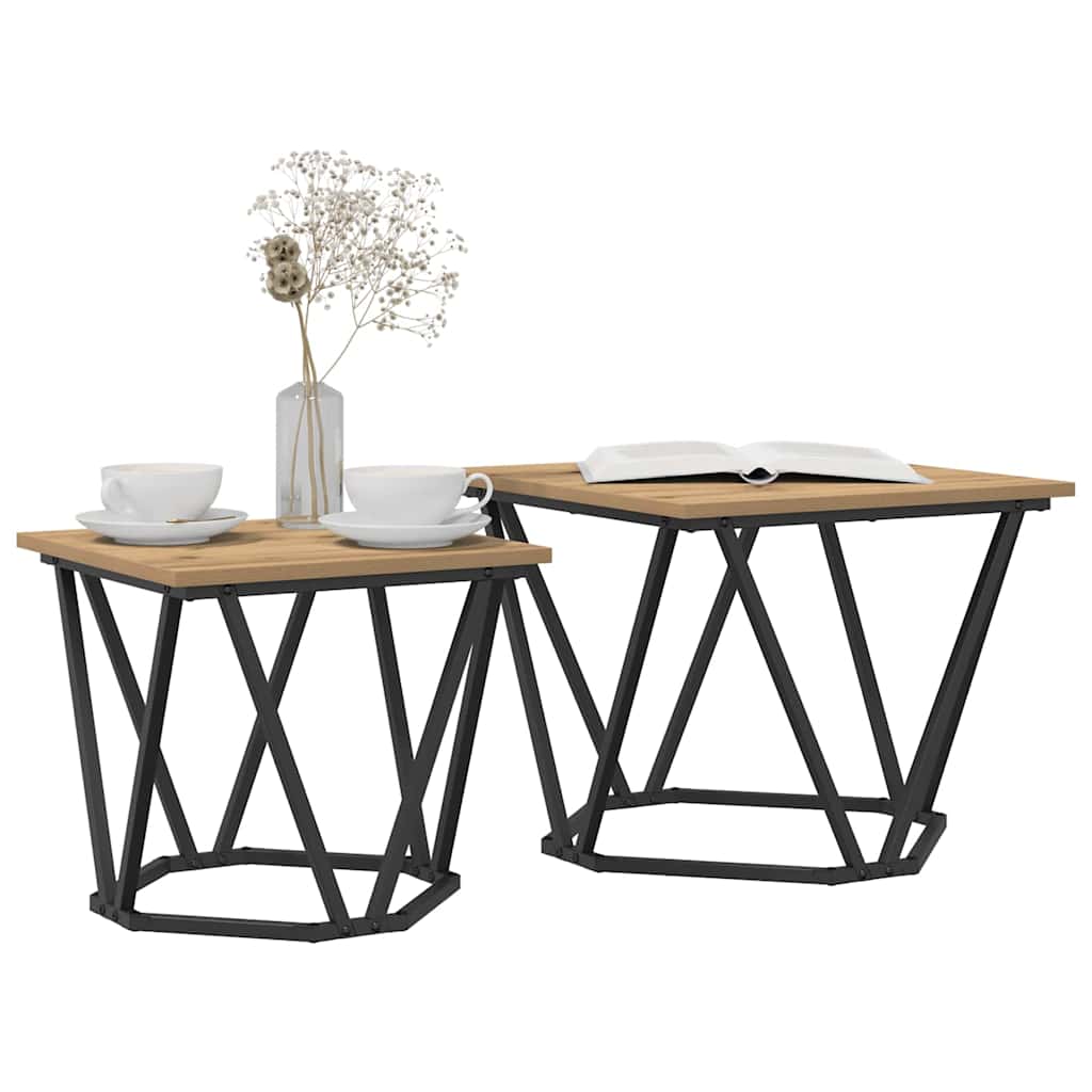 Set tavolini 2 pz Rovere artigianale 50 x 50 x 40 cm | homemem39