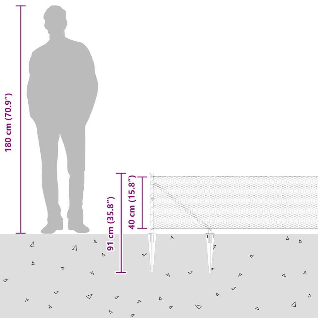 Palo della recinzione Grigio 100 x 0,4 m (rete da 25 mm)