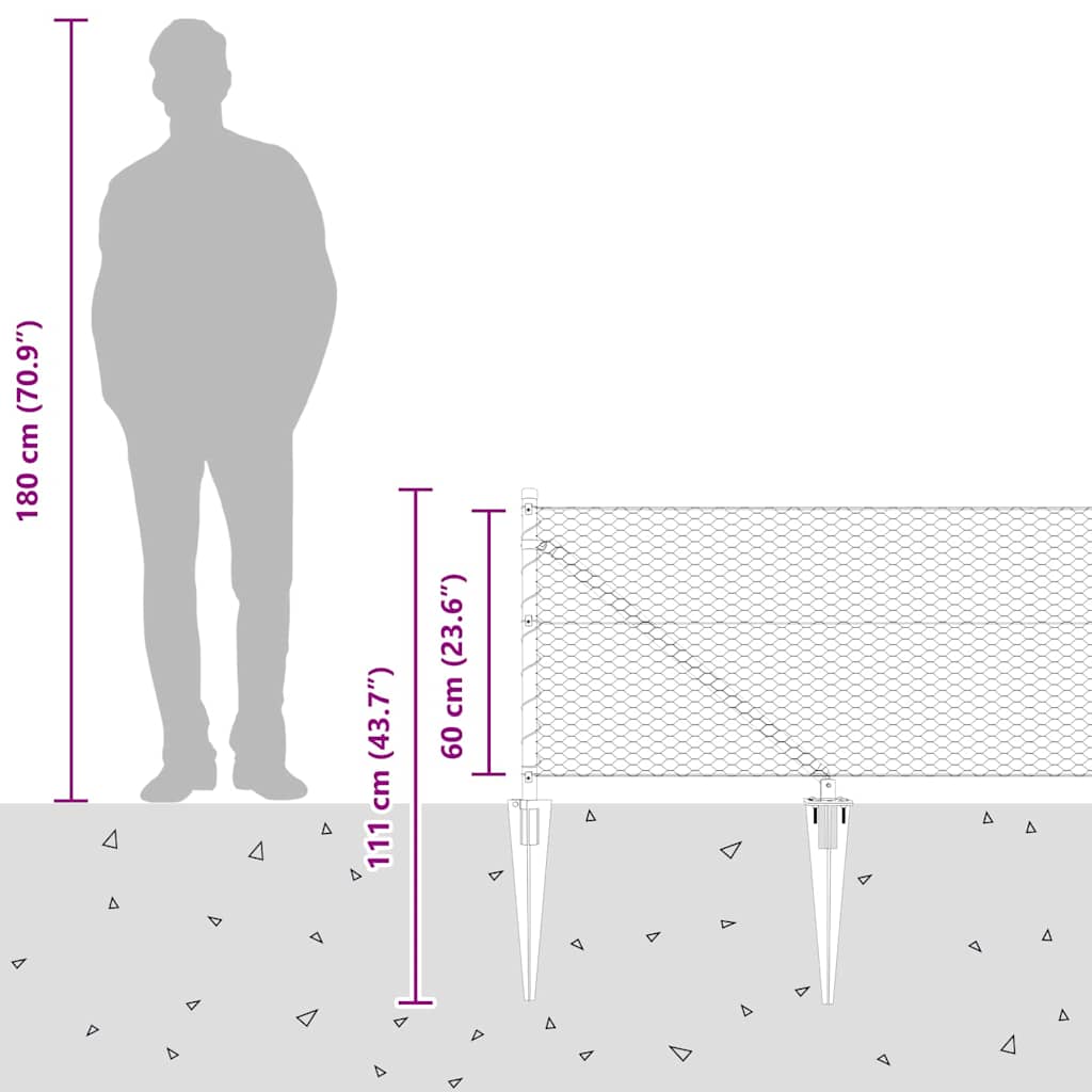 Palo della recinzione Argento 100 x 0,6 m (rete da 25 mm)