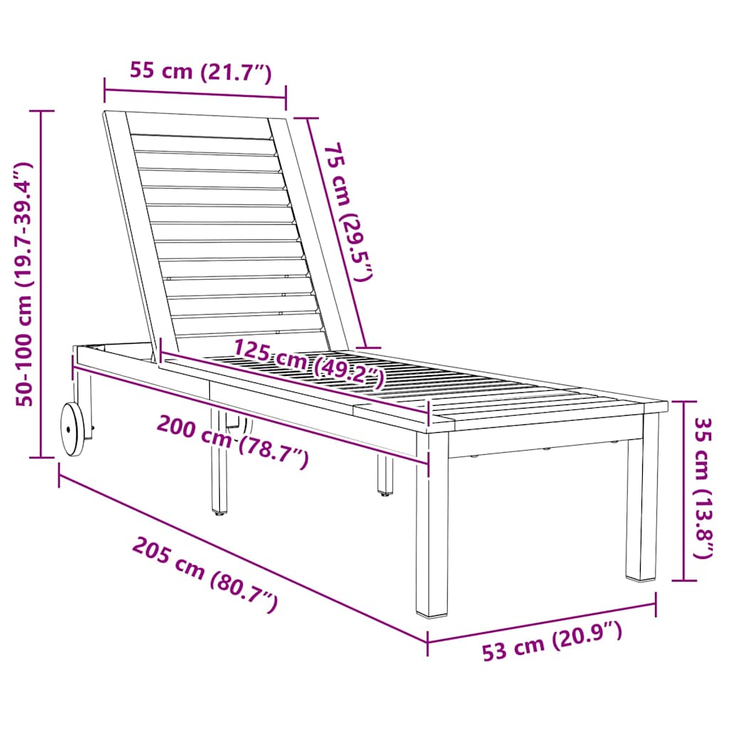 Lettino da sole Olio Naturale Legno di teak solido