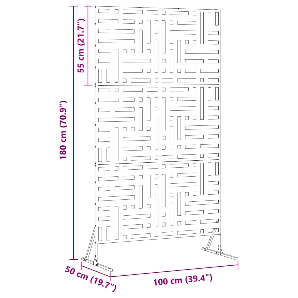 Schermo per Privacy Antracite 100 x 50 x 180 cm Acciaio