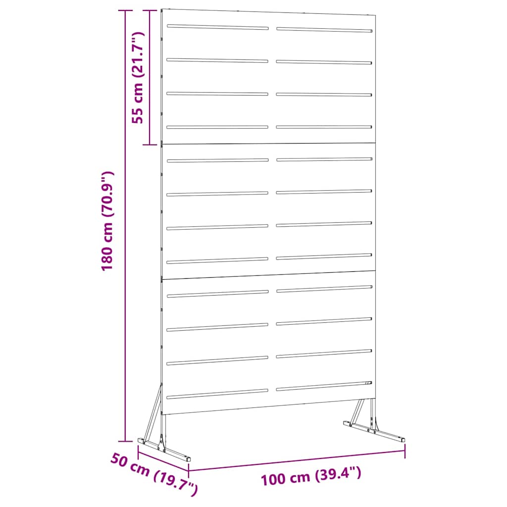 Schermo per Privacy Grigio 100 x 50 x 180 cm Acciaio
