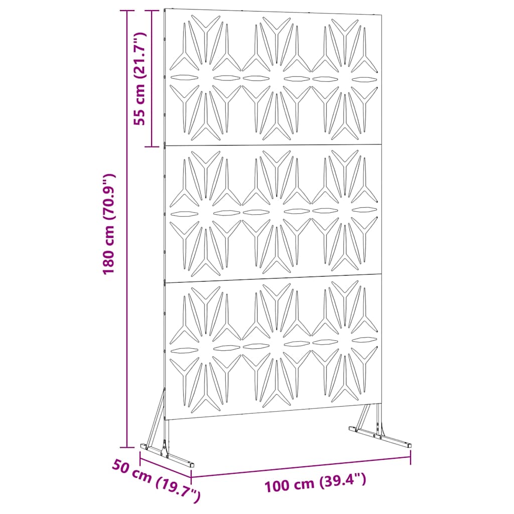 Schermo per Privacy Bianco 100 x 50 x 180 cm Acciaio