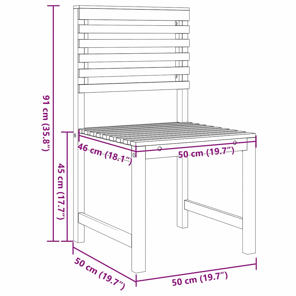 Sedia da Giardino 2 pcs Marrone 50 x 50 x 91cm