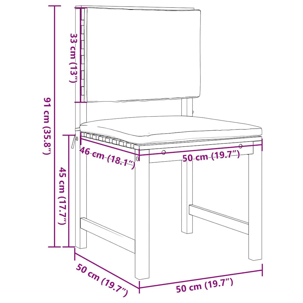 Sedia da Giardino 2 pcs Marrone 50 x 50 x 91cm - homemem39