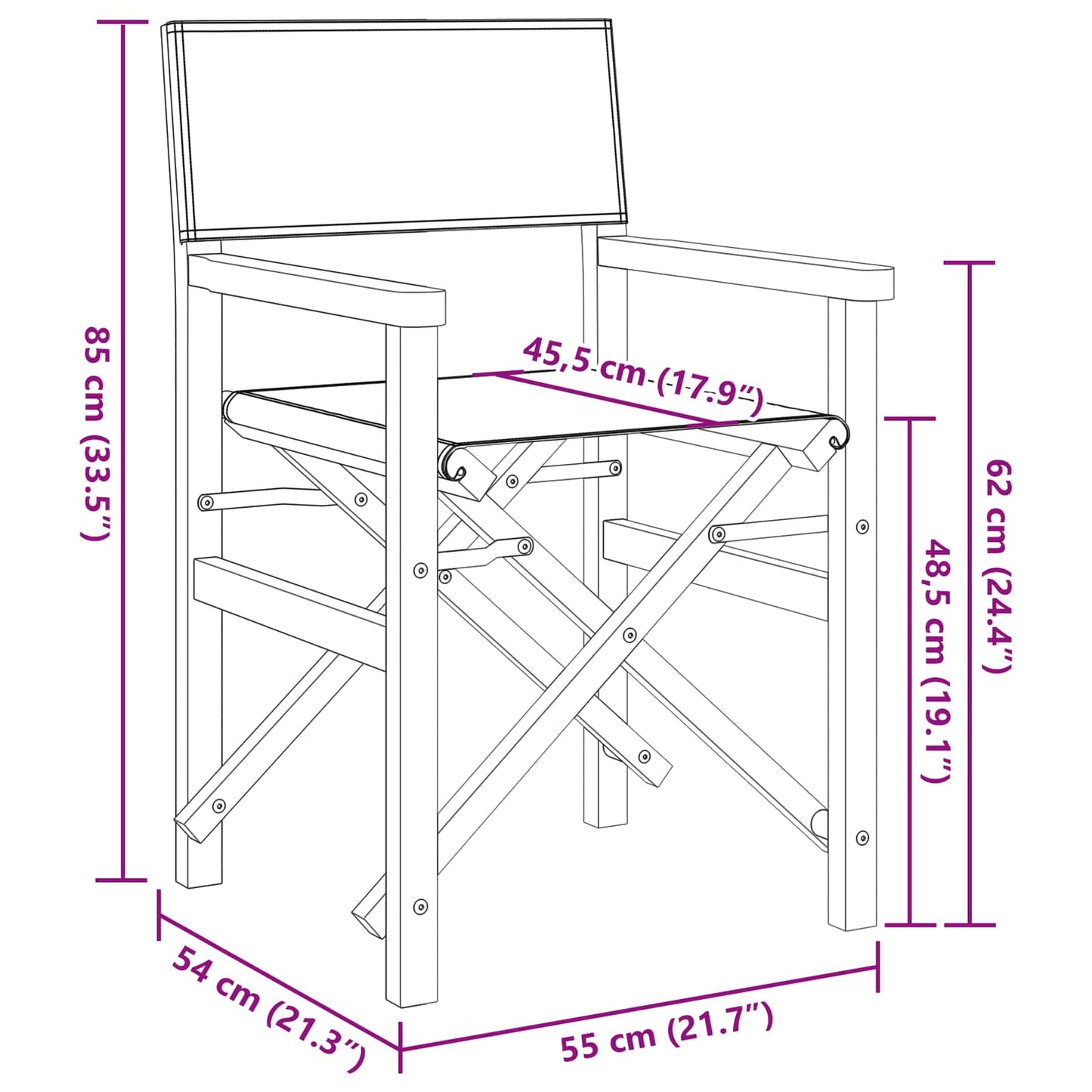 Sedia da regista Grigio Legno di teak solido