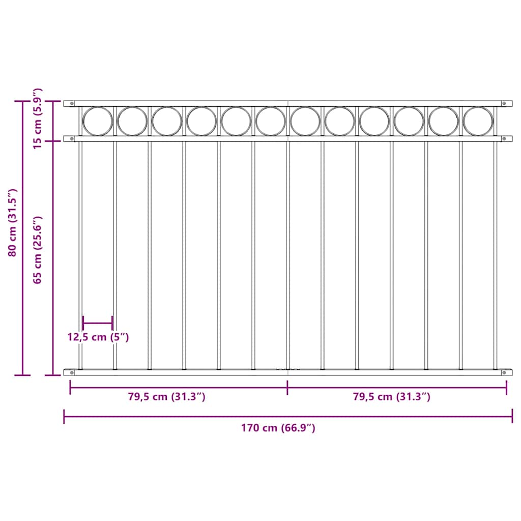 Elemento Recinzione ASSEN Bianco 170 x 80 cm Acciaio