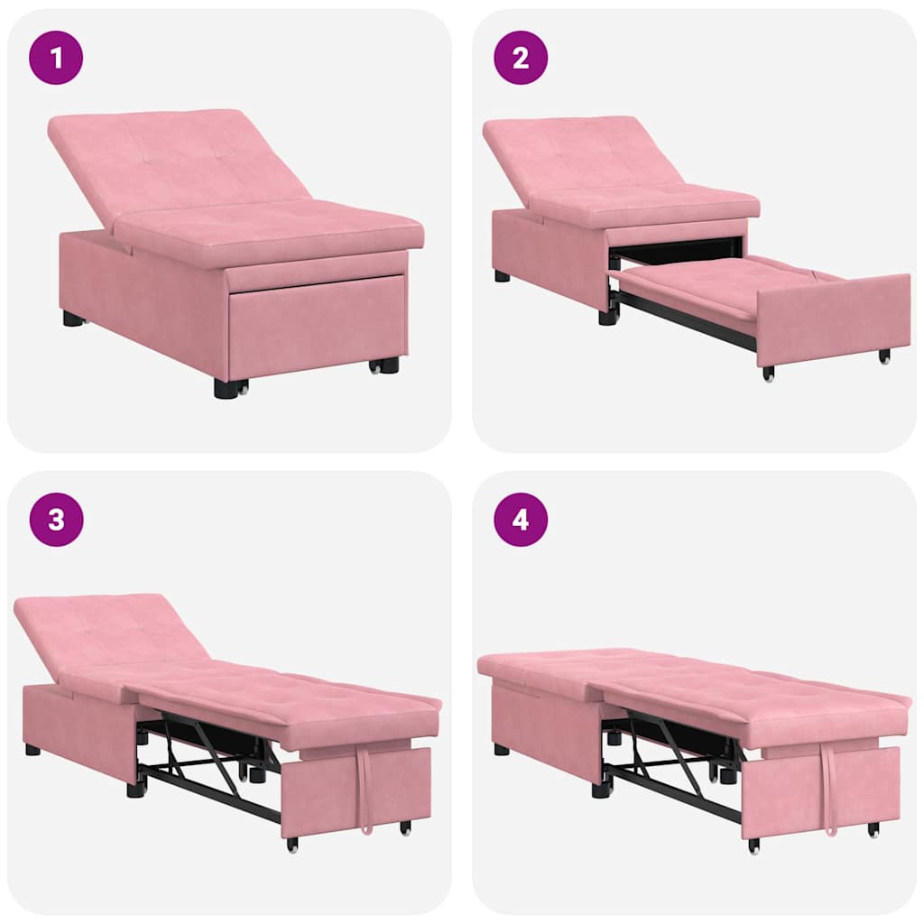 Divano letto Rosa 194 x 67 x 82 cm Velluto