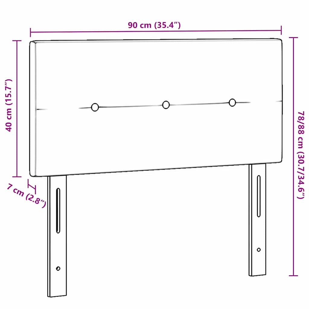 Testiera LED con testiera Marrone Scuro 90 cm Poliestere