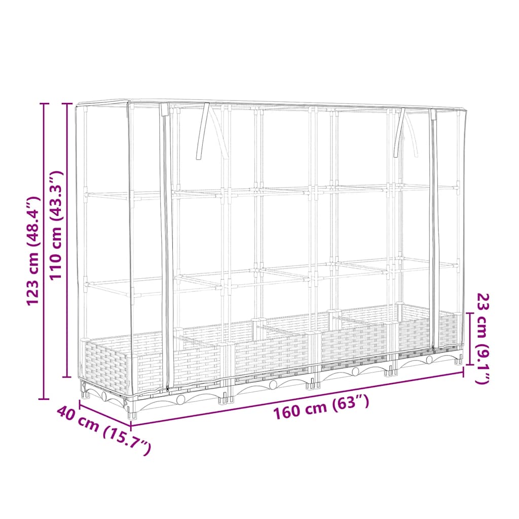 Letto rialzato con copertura per serra effetto rattan 160x40x123 cm | homemem39