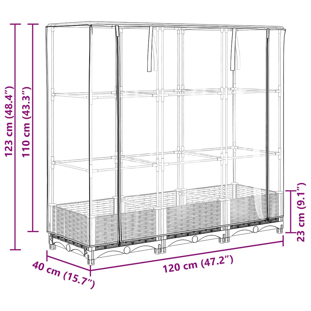Letto rialzato con copertura per serra effetto rattan 120x40x123 cm | homemem39