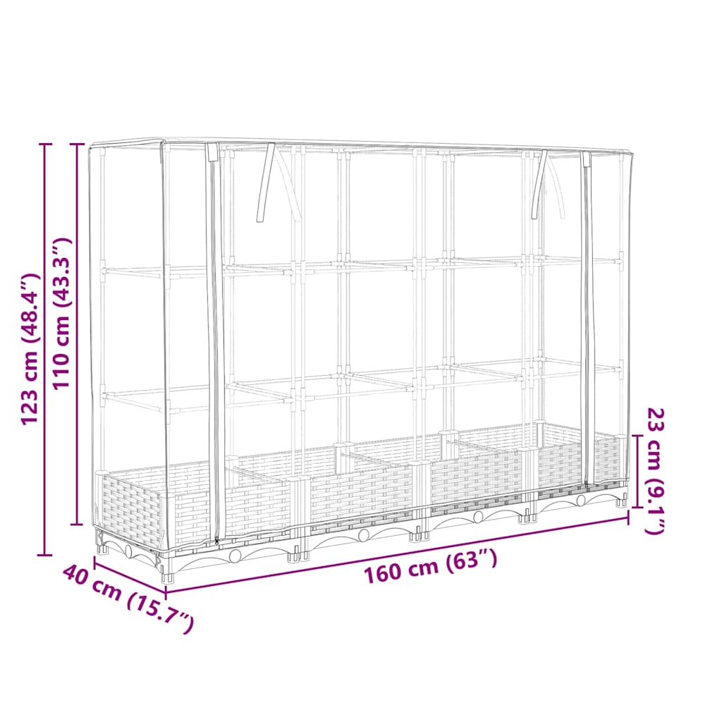 Letto rialzato con copertura per serra effetto rattan 160x40x123 cm | homemem39
