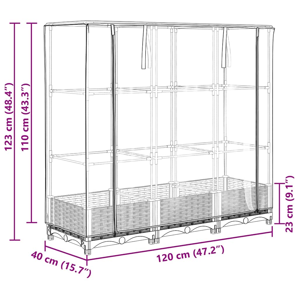 Letto Rialzato con Copertura Serra Effetto Rattan 120x40x123 cm | homemem39