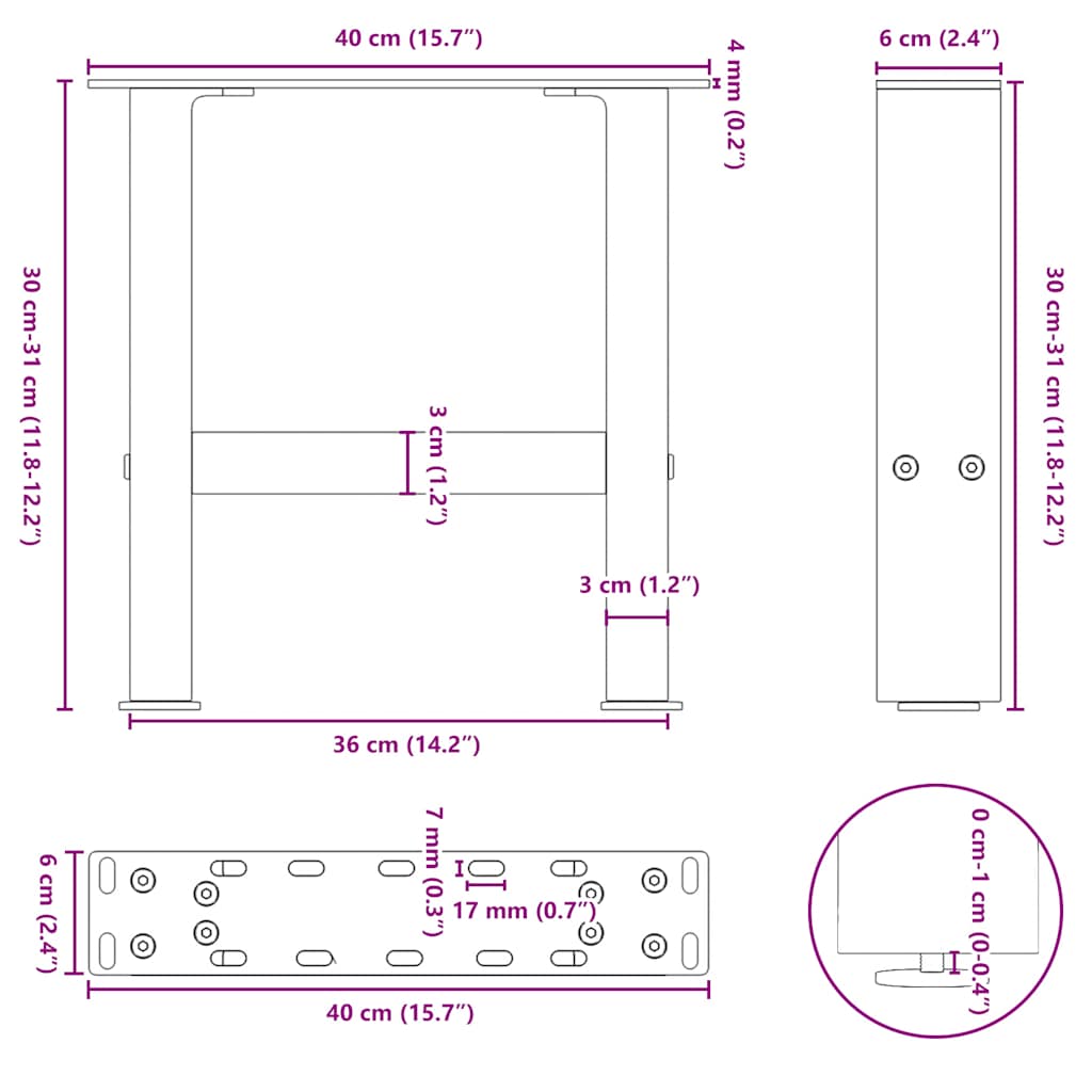Gambe per Tavolino da Caffè Bianche 2 pz 40x(30-31) cm Acciaio | homemem39