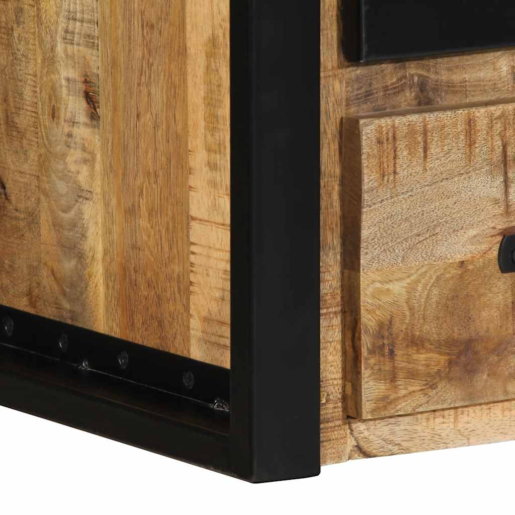 Comodini 2 pz 40x35x40 cm in Legno Massello di Mango Grezzo | homemem39