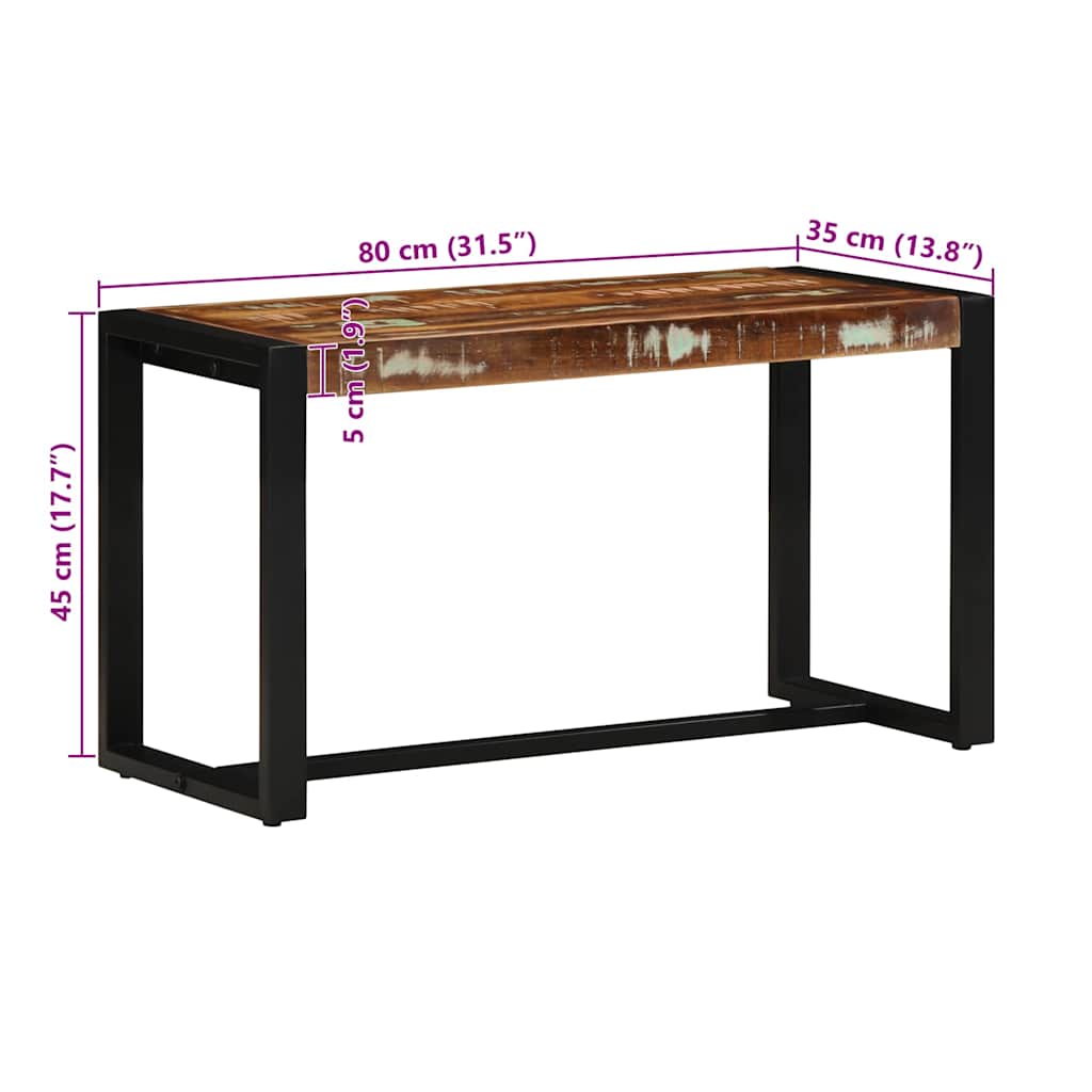Panca Multicolore 80x35x45 cm in Legno Massello Recupero | homemem39