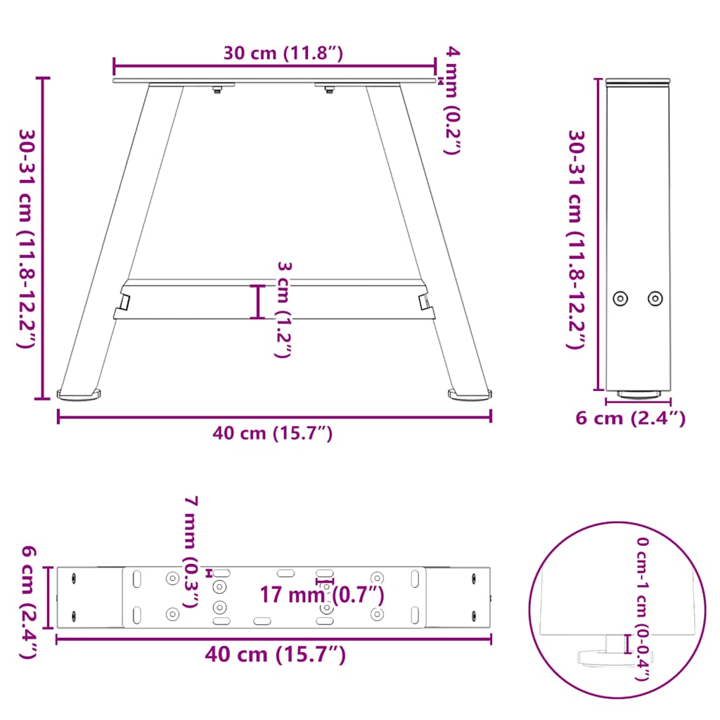 Gambe per Tavolino da Caffè a Forma di A 2 pz Bianche 40x(30-31) cm Acciaio | homemem39