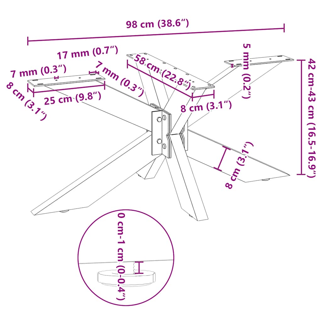 Gamba tavolino da caffè a forma di ragno nera 98x58x(42-43) cm
