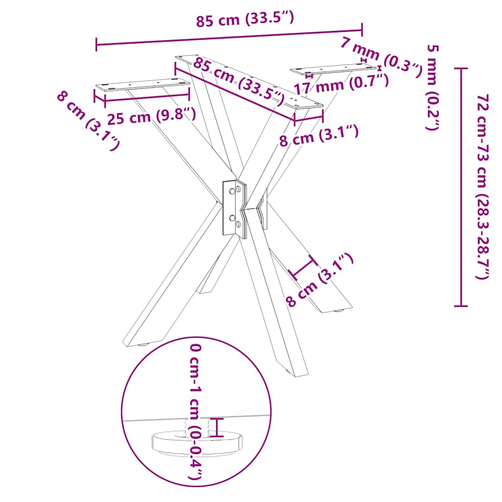 Gamba per Tavolo da Pranzo a Forma di Ragno Bianca 85x85x(72-73) cm in Acciaio - homemem39