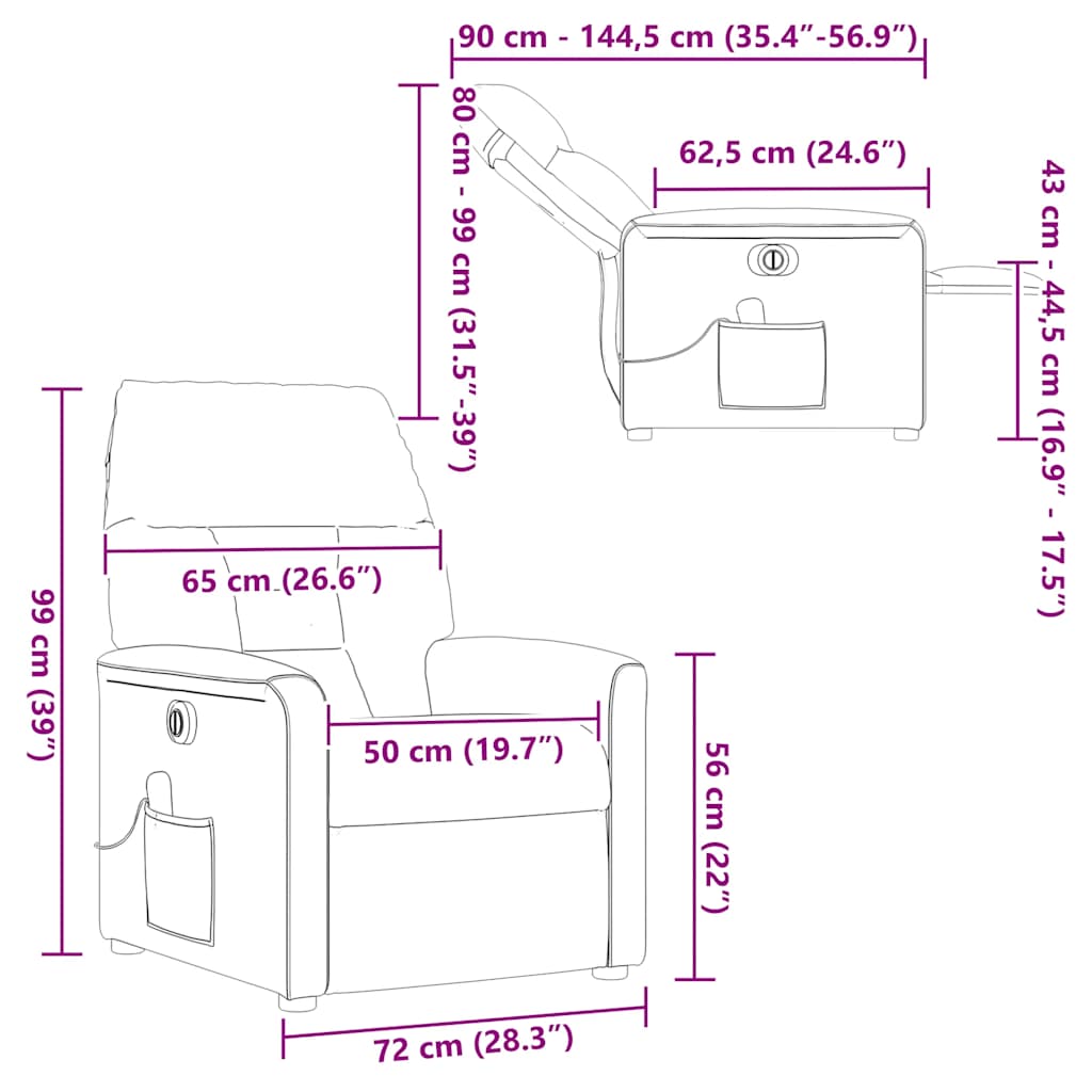Poltrona Reclinabile in Tessuto Grigio Chiaro - homemem39