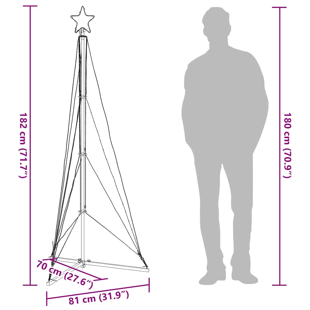 Albero di Natale a LED 363 LED Bianco Freddo 182 cm