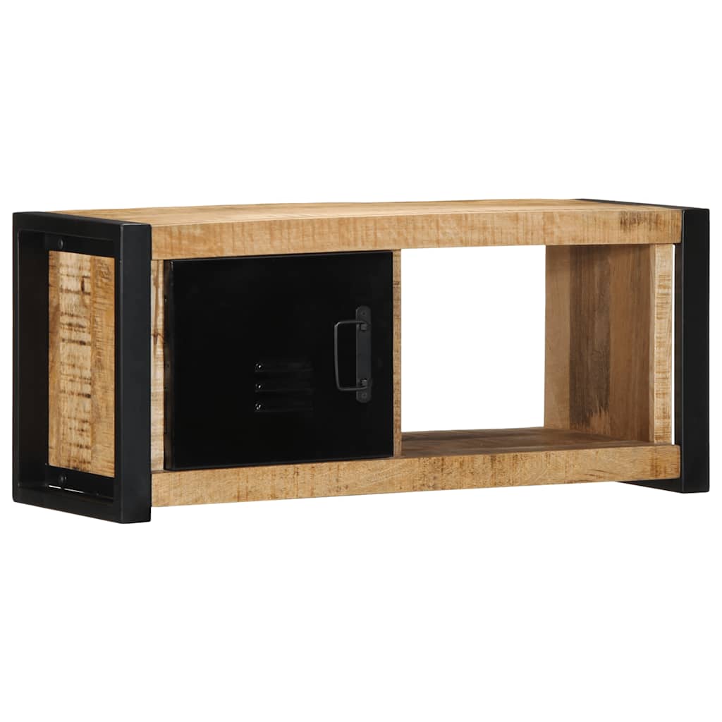 Mobile Porta TV 80x30x35 cm in Legno Massello di Mango Grezzo - homemem39