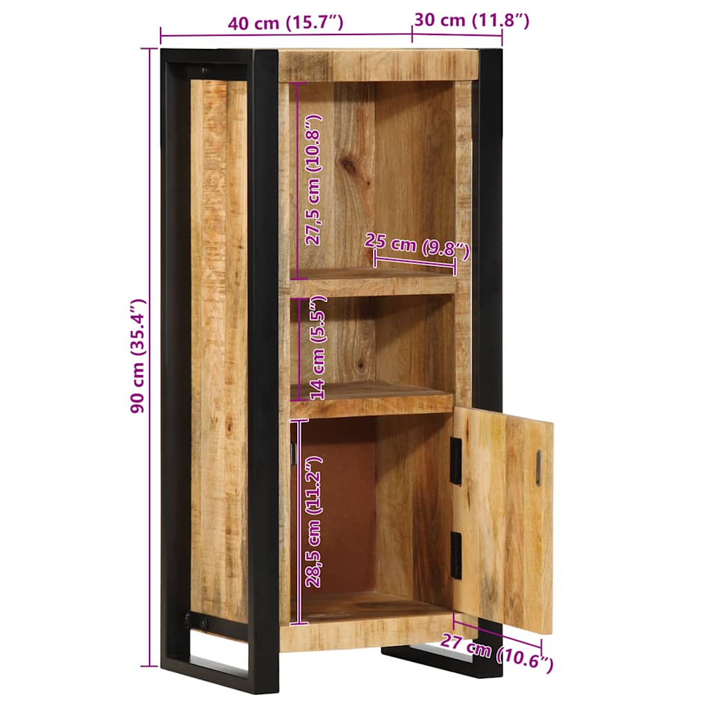Mobiletto da Bagno 40x30x90 cm Legno Massello Mango Grezzo | homemem39