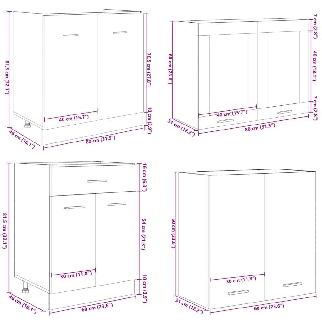 Set di Mobili Porta TV 4 pz Lyon Rovere Sonoma in Truciolato