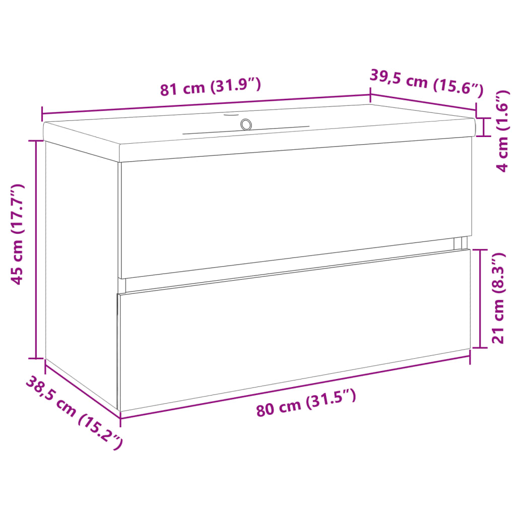 Set Mobili da Bagno 2 pz in Ceramica e Legno Multistrato