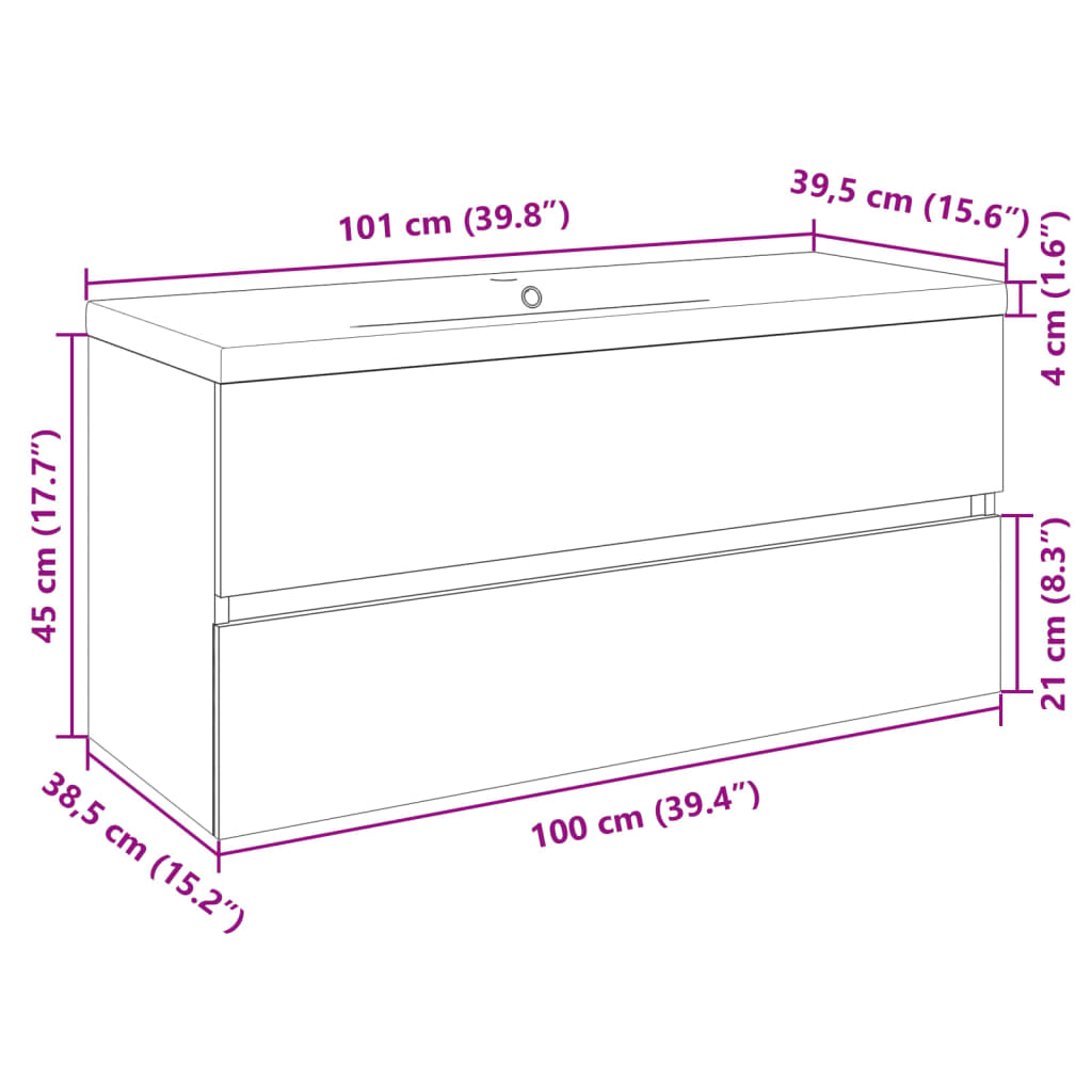 Set Mobili da Bagno 2 pz in Ceramica e Legno Multistrato | homemem39