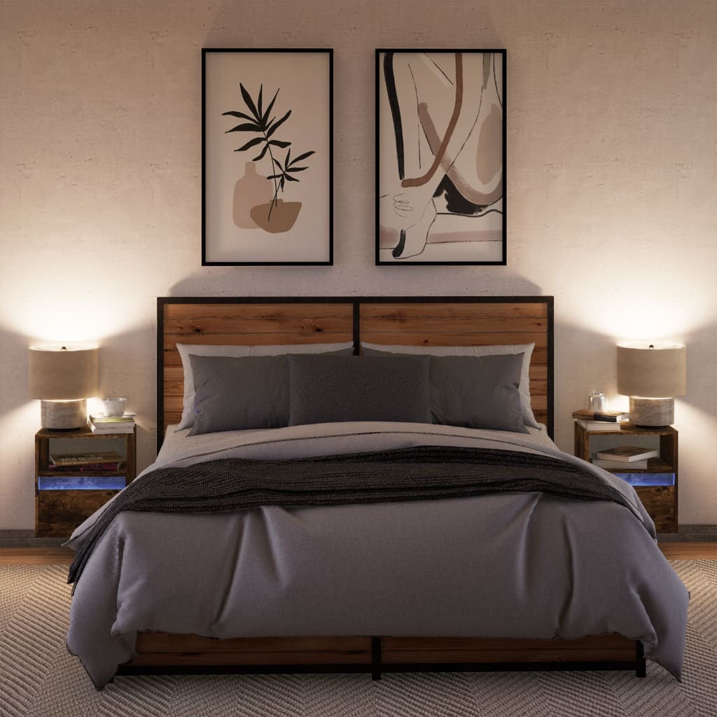 Comodini a Parete con luci LED 2 pz
