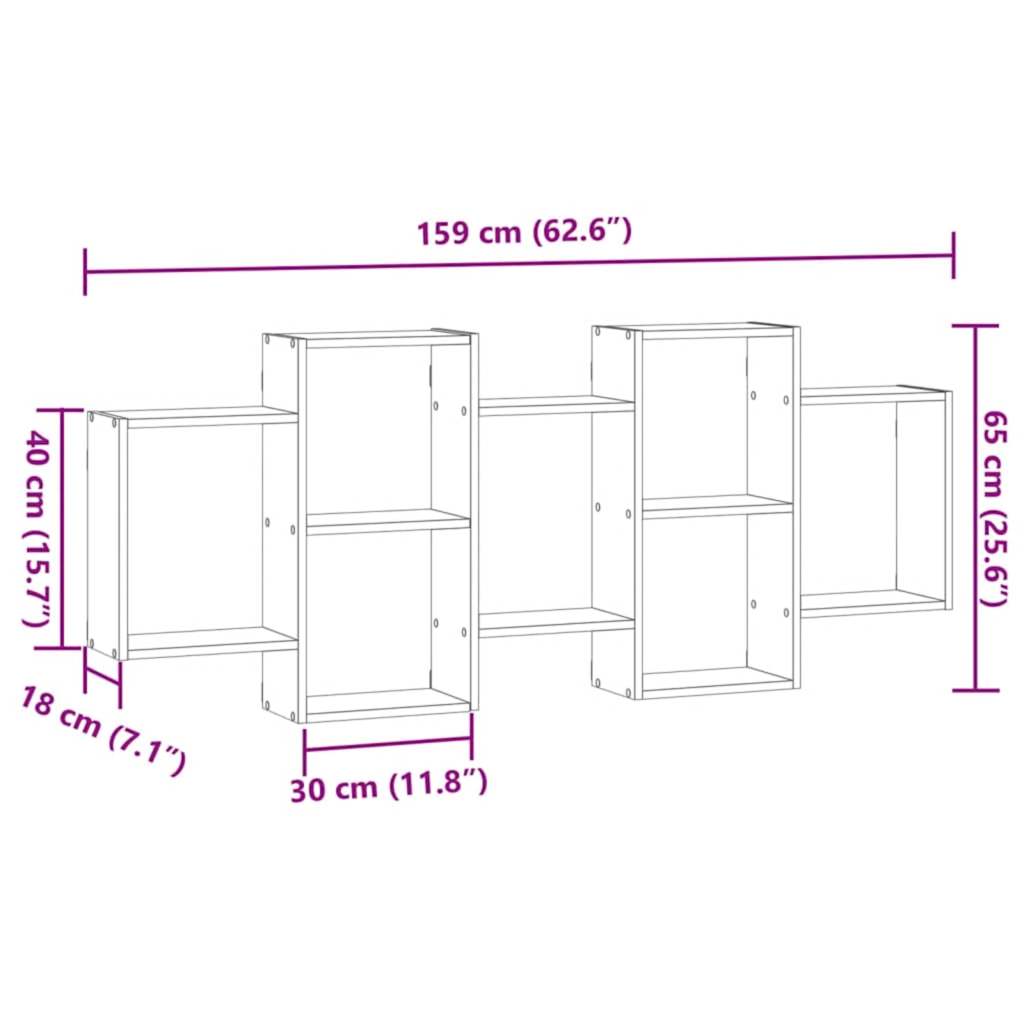 Scaffale a Parete Rovere Artigianale 159x18x65 cm in Truciolato