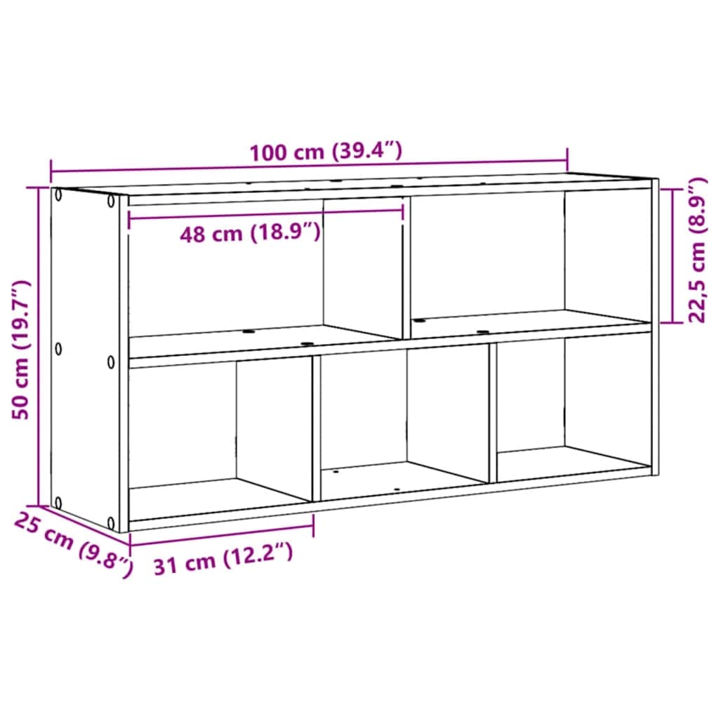 Scaffale a Parete Rovere Artigianale 100x25x50 cm in Truciolato