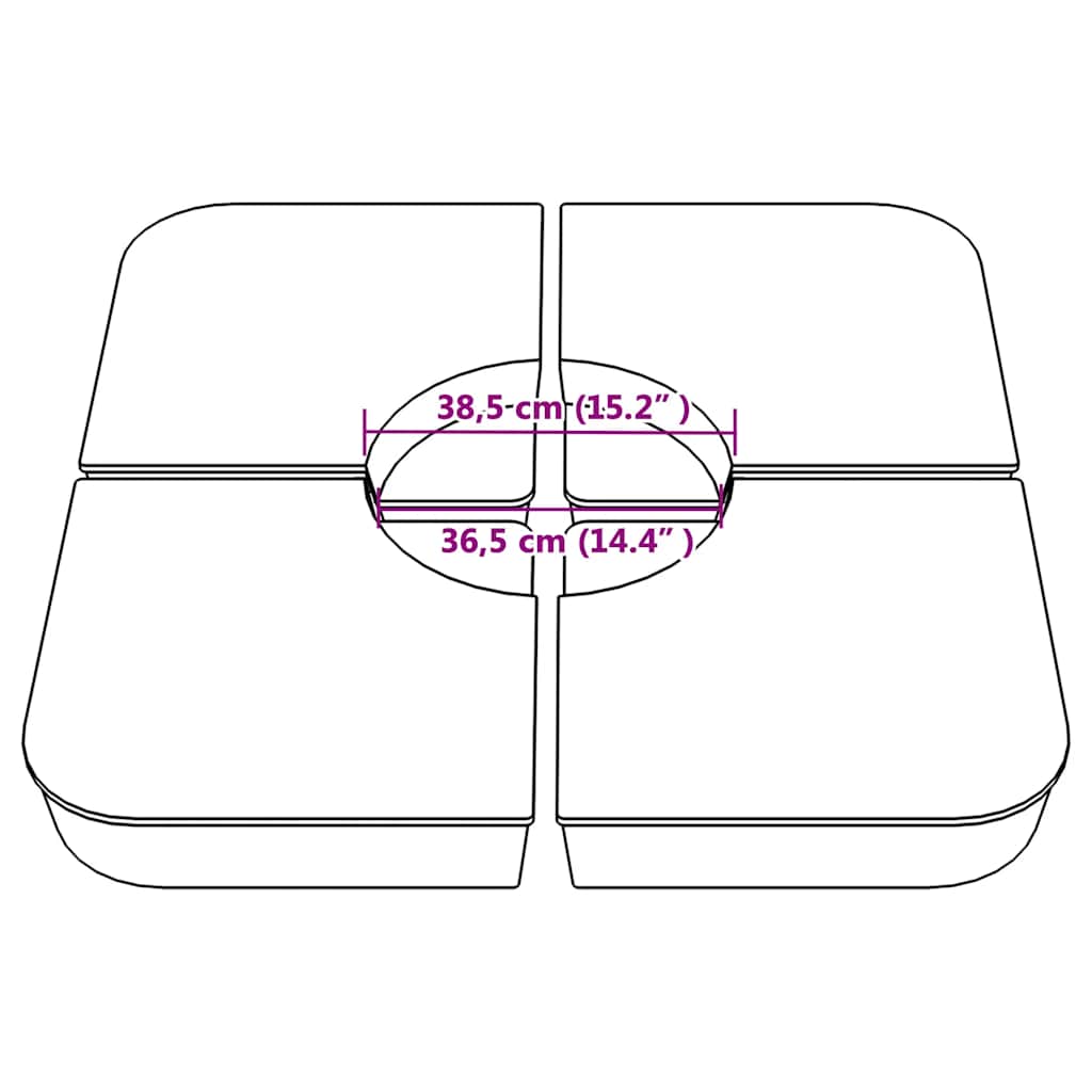 Set Base per Ombrellone 4 pz con Supporto a Croce 100 kg PP - homemem39