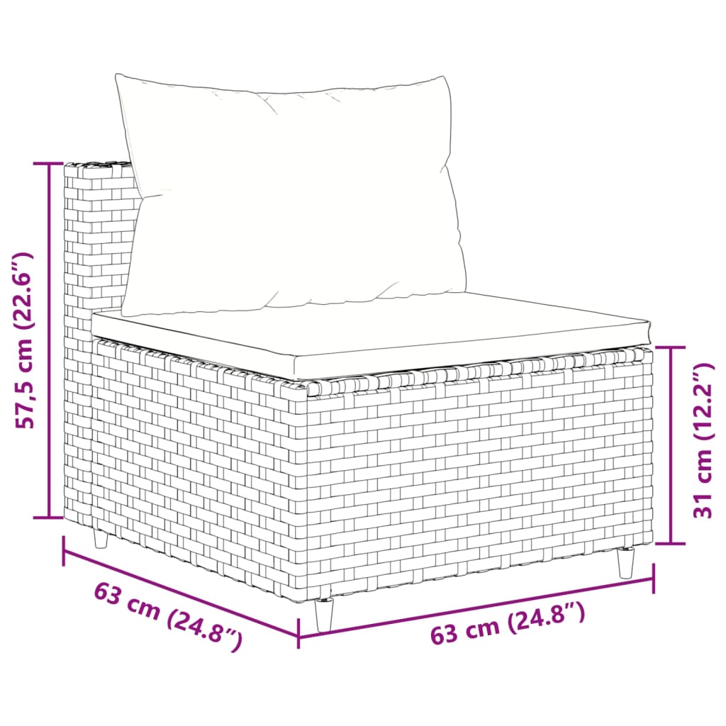 Set Divano da Giardino 9 pz con Cuscini Grigio in Polyrattan | homemem39