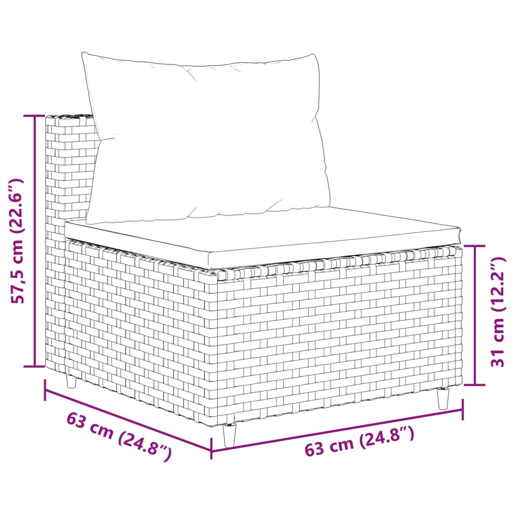 Set Divano da Giardino 9 pz con Cuscini Grigio in Polyrattan | homemem39