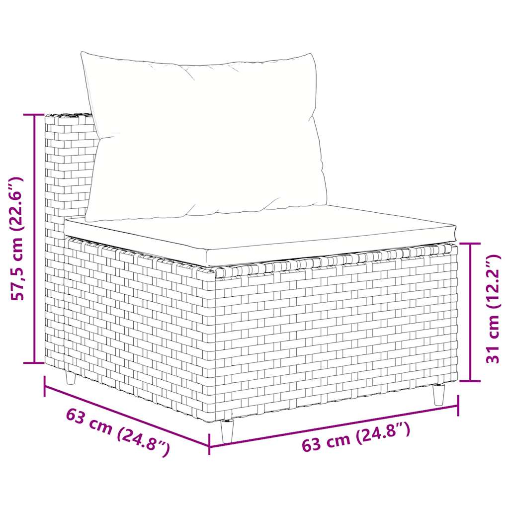 Set Divani da Giardino 4 pz con Cuscini in Polyrattan Grigio | homemem39
